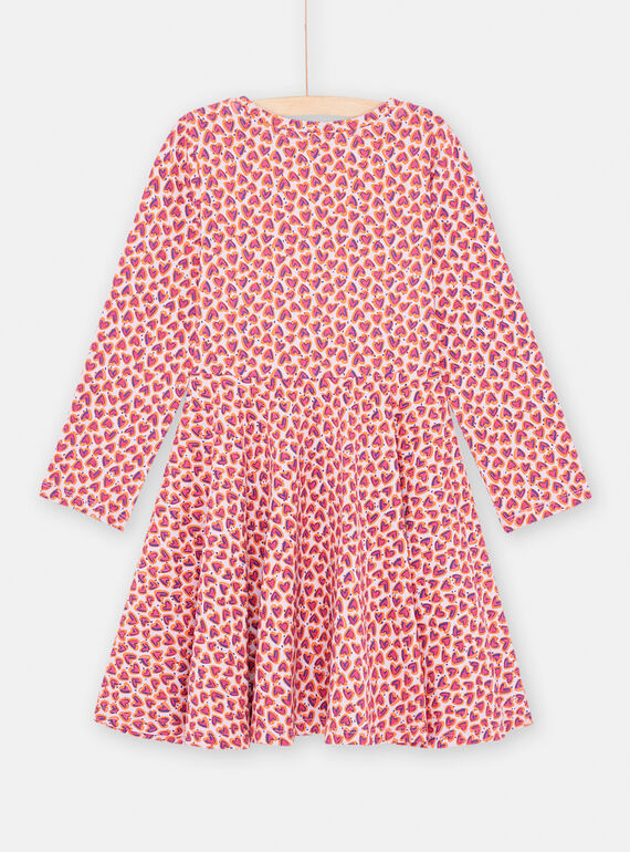 Girl's mauve and pink heart print dress SAJOROB2 / 23W901G3ROB328